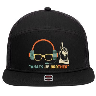 Whats Up Brother Sketch Streamer 7 Panel Mesh Trucker Snapback Hat