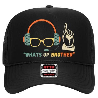 Whats Up Brother Sketch Streamer High Crown Mesh Back Trucker Hat