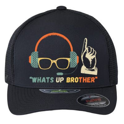 Whats Up Brother Sketch Streamer Flexfit Unipanel Trucker Cap