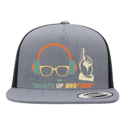 Whats Up Brother Sketch Streamer Flat Bill Trucker Hat