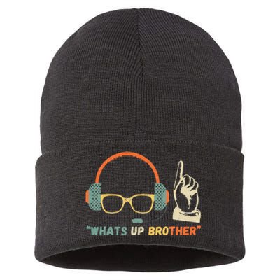 Whats Up Brother Sketch Streamer Sustainable Knit Beanie