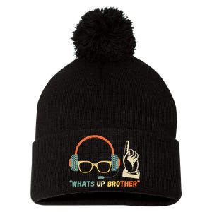 Whats Up Brother Sketch Streamer Pom Pom 12in Knit Beanie