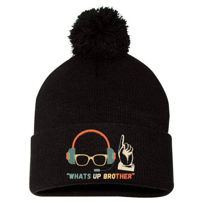 Whats Up Brother Sketch Streamer Pom Pom 12in Knit Beanie