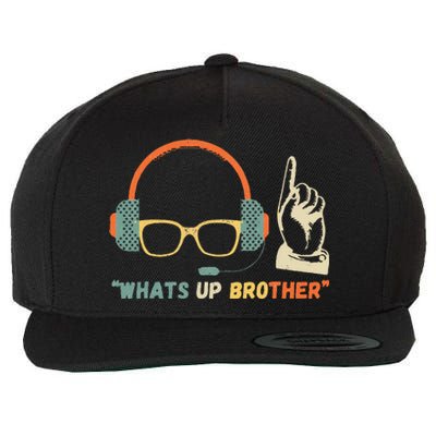 Whats Up Brother Sketch Streamer Wool Snapback Cap