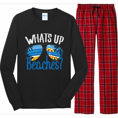 Whats Up Beaches Funny Beach Family Vacation Matching Funny Gift Long Sleeve Pajama Set