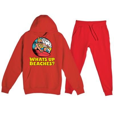 Whats Up Beaches Funny Beach Family Vacation Cool Gift Premium Hooded Sweatsuit Set