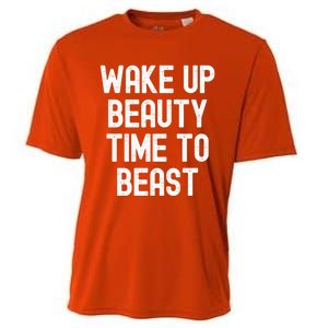 Wake Up Beauty Time To Beast Cute Gift Cooling Performance Crew T-Shirt