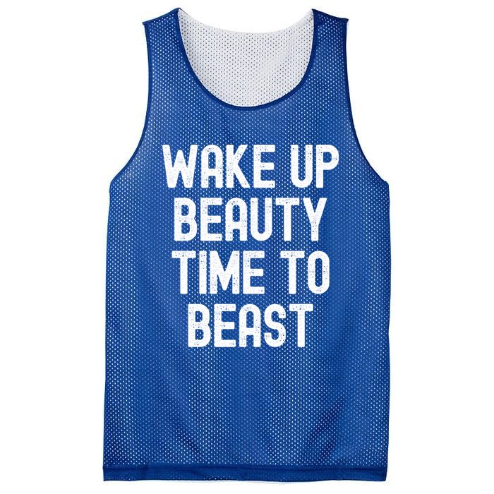 Wake Up Beauty Time To Beast Cute Gift Mesh Reversible Basketball Jersey Tank