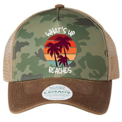 What's Up Beaches? Funny Vacay Vacation Tee With Palm Trees Great Gift Legacy Tie Dye Trucker Hat