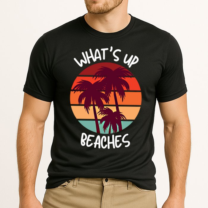 What's Up Beaches? Funny Vacay Vacation Tee With Palm Trees Great Gift Cooling Performance Crew T-Shirt
