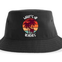 What's Up Beaches? Funny Vacay Vacation Tee With Palm Trees Great Gift Sustainable Bucket Hat