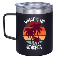 What's Up Beaches? Funny Vacay Vacation Tee With Palm Trees Great Gift 12oz Stainless Steel Coffee Mug