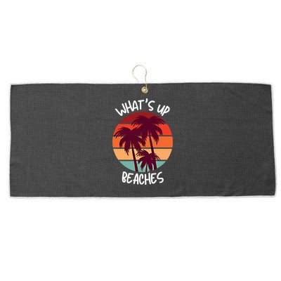 What's Up Beaches? Funny Vacay Vacation Tee With Palm Trees Great Gift Large Microfiber Waffle Golf Towel