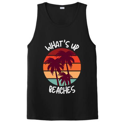 What's Up Beaches? Funny Vacay Vacation Tee With Palm Trees Great Gift PosiCharge Competitor Tank