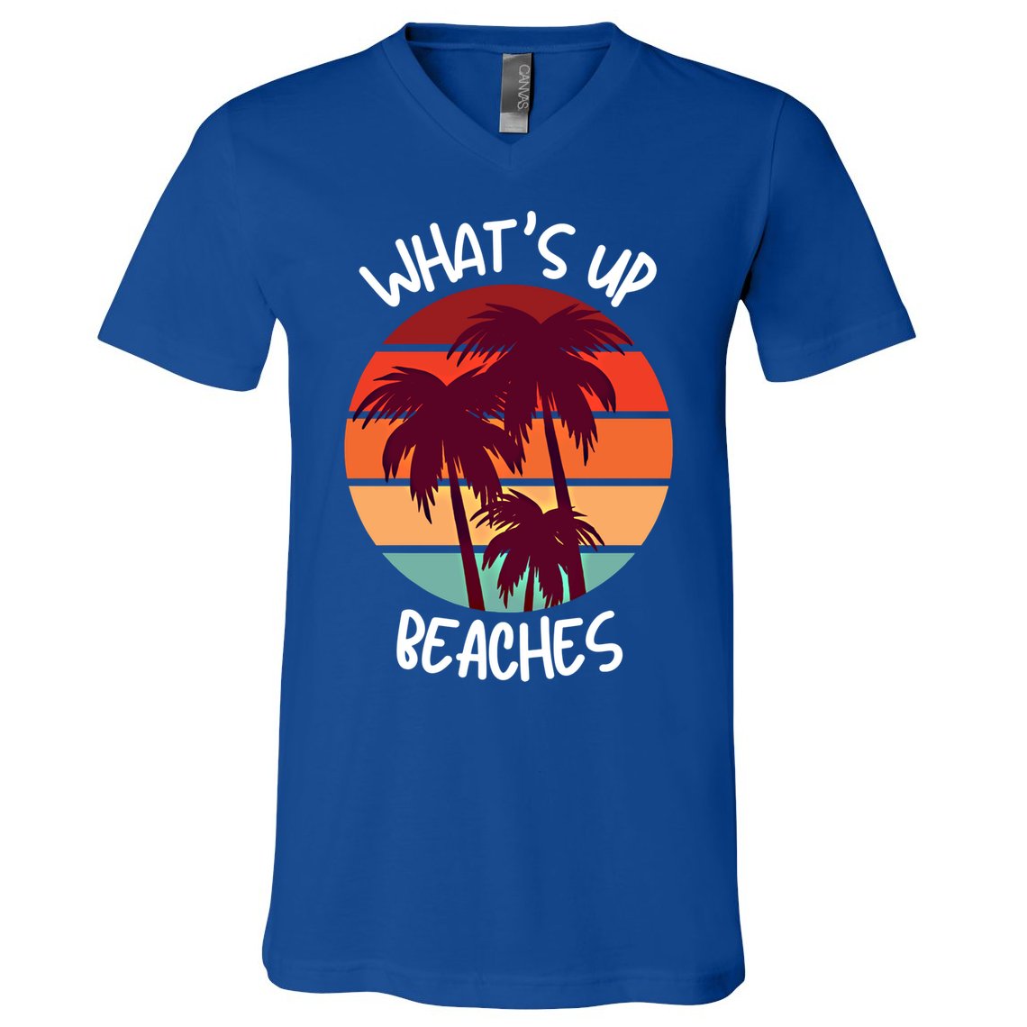 What's Up Beaches? Funny Vacay Vacation Tee With Palm Trees Great Gift V-Neck T-Shirt