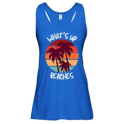 What's Up Beaches? Funny Vacay Vacation Tee With Palm Trees Great Gift Ladies Essential Flowy Tank