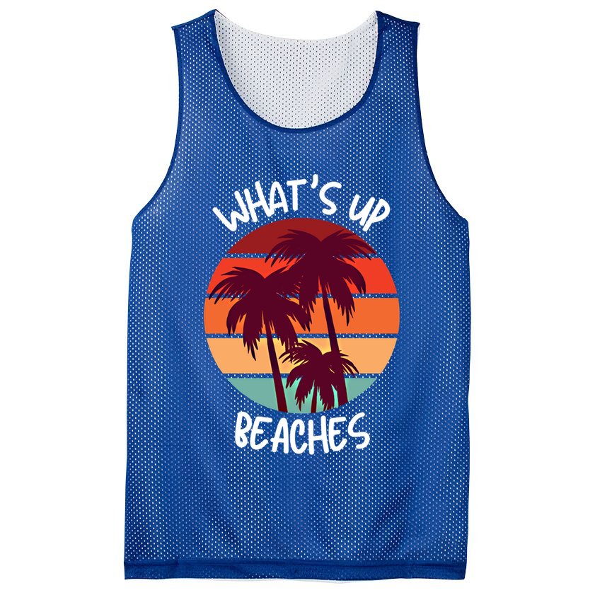What's Up Beaches? Funny Vacay Vacation Tee With Palm Trees Great Gift Mesh Reversible Basketball Jersey Tank