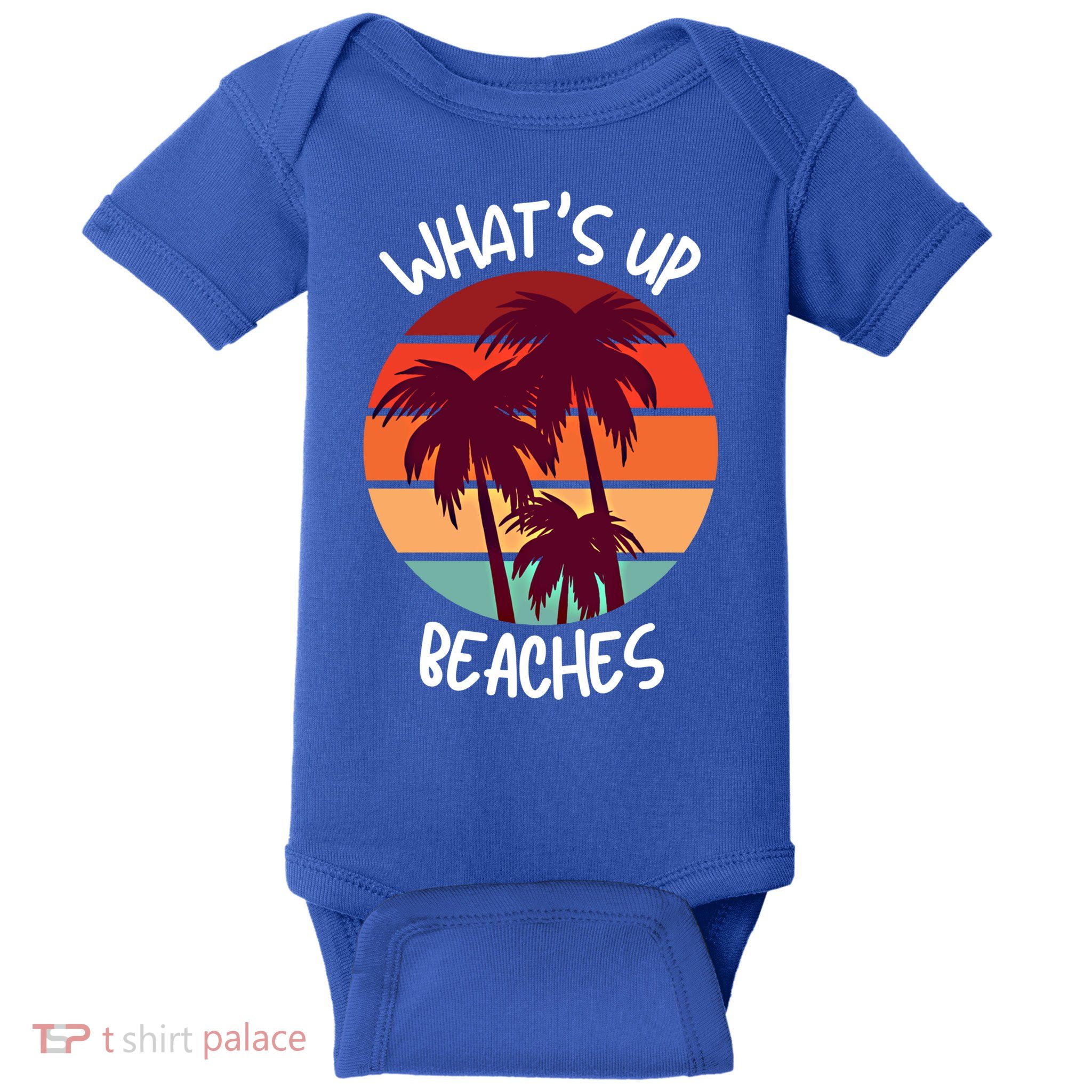 What's Up Beaches? Funny Vacay Vacation Tee With Palm Trees Great Gift Baby Bodysuit