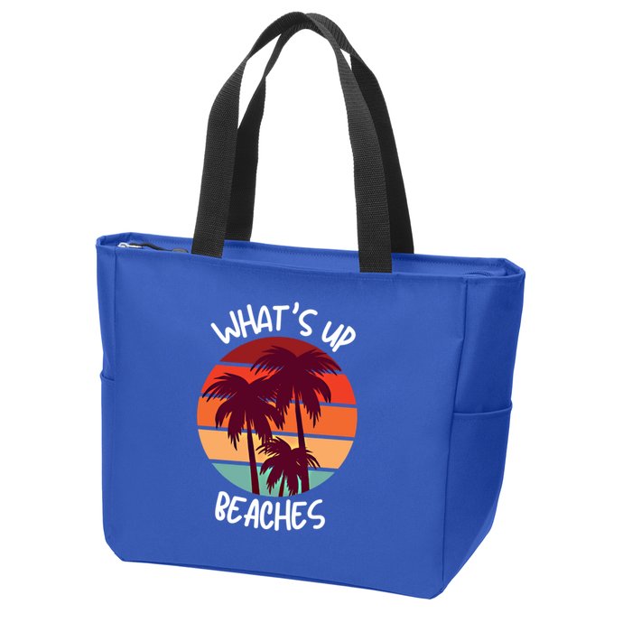 What's Up Beaches? Funny Vacay Vacation Tee With Palm Trees Great Gift Zip Tote Bag