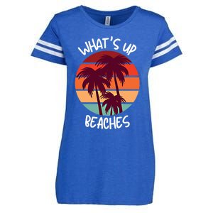 What's Up Beaches? Funny Vacay Vacation Tee With Palm Trees Great Gift Enza Ladies Jersey Football T-Shirt