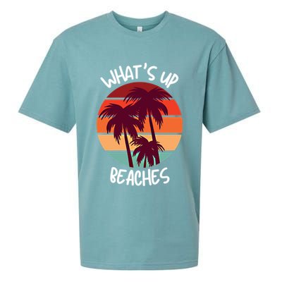 What's Up Beaches? Funny Vacay Vacation Tee With Palm Trees Great Gift Sueded Cloud Jersey T-Shirt