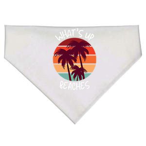 What's Up Beaches? Funny Vacay Vacation Tee With Palm Trees Great Gift USA-Made Doggie Bandana