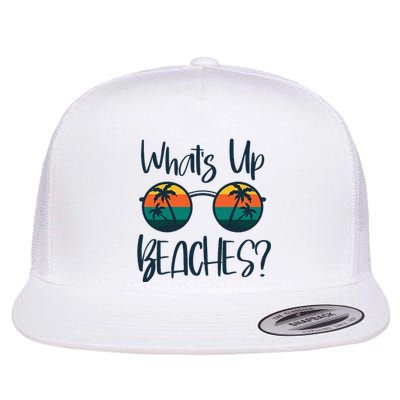 WhatS Up Beaches Funny Pun Beach Trip Summer Vacation Flat Bill Trucker Hat