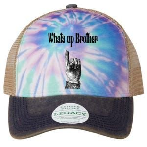 Whats Up Brother Funny Sketch Streamer Legacy Tie Dye Trucker Hat