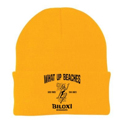 What Up Beaches Vintage Biloxi Mississippi Ms Souvenir Knit Cap Winter Beanie