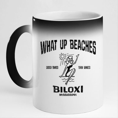 What Up Beaches Vintage Biloxi Mississippi Ms Souvenir 11oz Black Color Changing Mug