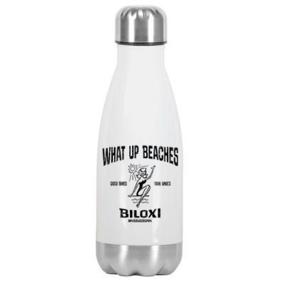 What Up Beaches Vintage Biloxi Mississippi Ms Souvenir Stainless Steel Insulated Water Bottle