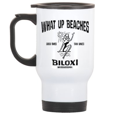 What Up Beaches Vintage Biloxi Mississippi Ms Souvenir Stainless Steel Travel Mug