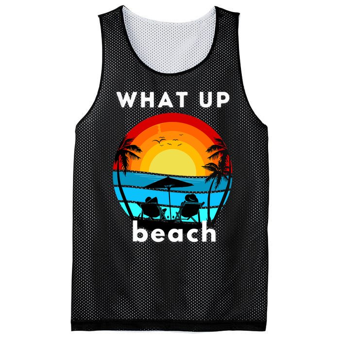 What Up Beach | Funny Beach Summer Vacation Mesh Reversible Basketball Jersey Tank