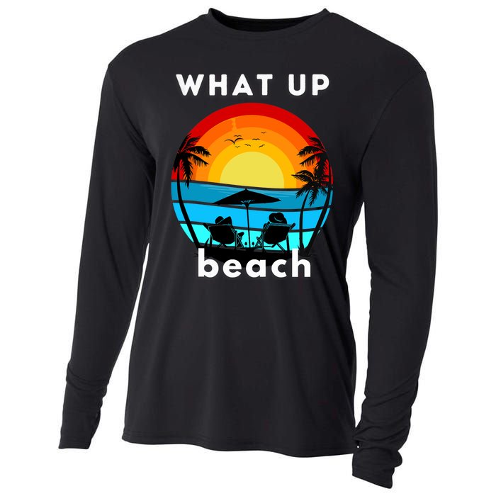 What Up Beach | Funny Beach Summer Vacation Cooling Performance Long Sleeve Crew