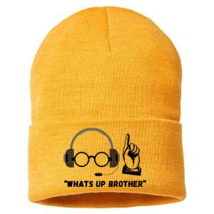 Whats Up Brother Funny Sketch Streamer Sustainable Knit Beanie