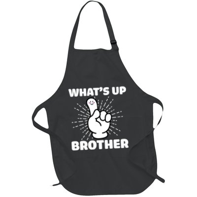Whats Up Brother Twitch Funny Gamer Gaming Full-Length Apron With Pockets