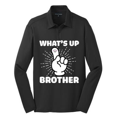 Whats Up Brother Twitch Funny Gamer Gaming Silk Touch Performance Long Sleeve Polo