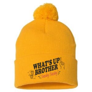 Whats Up Brother Tuesday Sketch Streamer Gamer Pom Pom 12in Knit Beanie