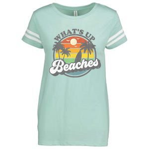 Whats Up Beaches Vacation Palm Trees Retro Beach Sunset Gift Enza Ladies Jersey Football T-Shirt