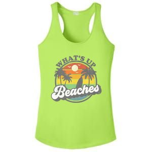 Whats Up Beaches Vacation Palm Trees Retro Beach Sunset Gift Ladies PosiCharge Competitor Racerback Tank