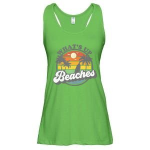 Whats Up Beaches Vacation Palm Trees Retro Beach Sunset Gift Ladies Essential Flowy Tank