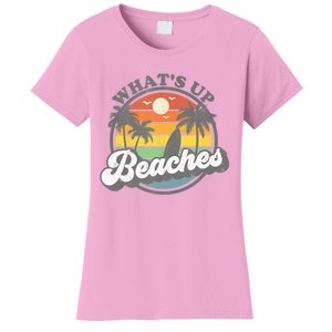 Whats Up Beaches Vacation Palm Trees Retro Beach Sunset Gift Women's T-Shirt