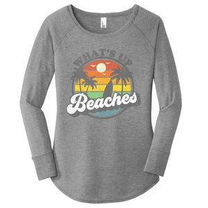 Whats Up Beaches Vacation Palm Trees Retro Beach Sunset Gift Women's Perfect Tri Tunic Long Sleeve Shirt