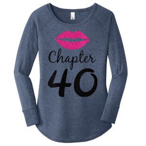 Womens Unique Birthday Gift Chapter 40 Women 40 Years Old Bday Women's Perfect Tri Tunic Long Sleeve Shirt