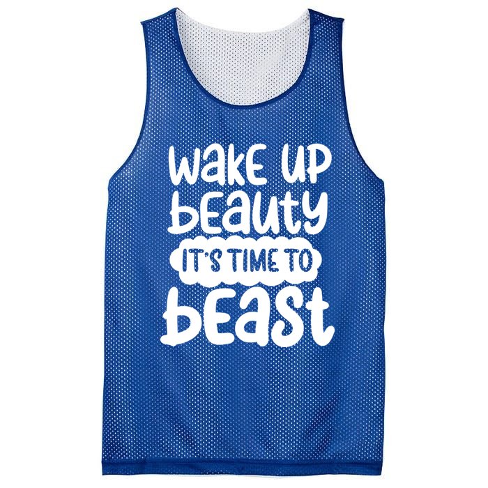 Wake Up Beauty Its Time To Beast Workout Motivation Gift Mesh Reversible Basketball Jersey Tank