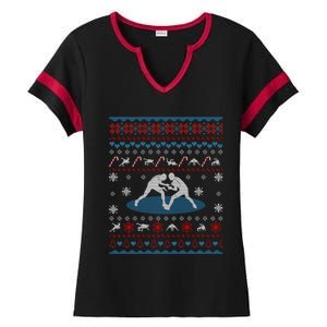 Wrestling Ugly Christmas Sweater Funny Funny Gift For Wrestler Gift Ladies Halftime Notch Neck Tee