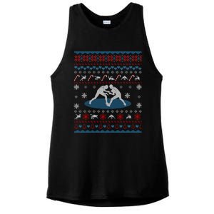 Wrestling Ugly Christmas Sweater Funny Funny Gift For Wrestler Gift Ladies PosiCharge Tri-Blend Wicking Tank