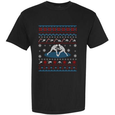 Wrestling Ugly Christmas Sweater Funny Funny Gift For Wrestler Gift Garment-Dyed Heavyweight T-Shirt