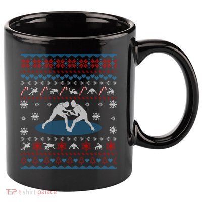 Wrestling Ugly Christmas Sweater Funny Funny Gift For Wrestler Gift 11oz C Handle Ceramic Mug