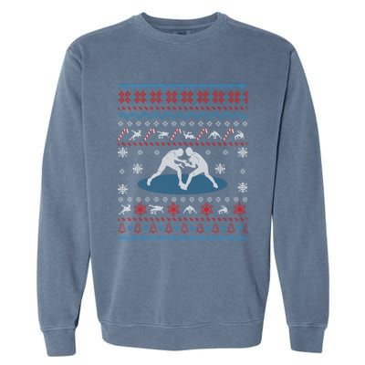 Wrestling Ugly Christmas Sweater Funny Funny Gift For Wrestler Gift Garment-Dyed Sweatshirt